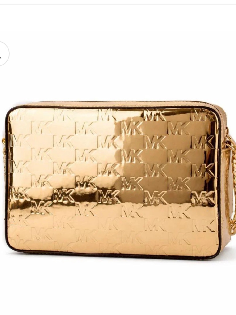 Michael Kors JetSet Crossbody in logo Gold Patent - Picture 2 of 13